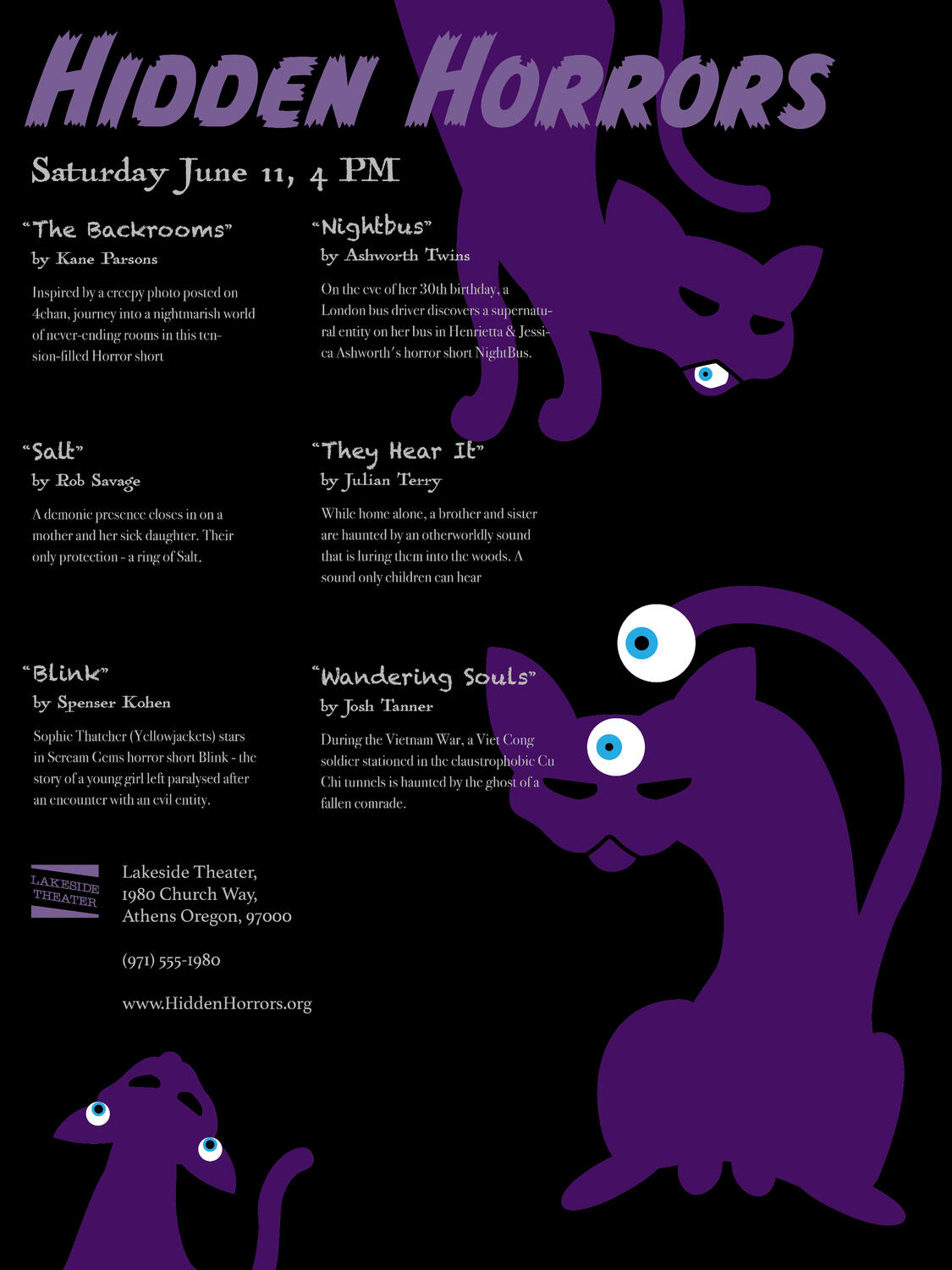 Hidden Horrors A student project in which we were assigned to create a "film festival" poster